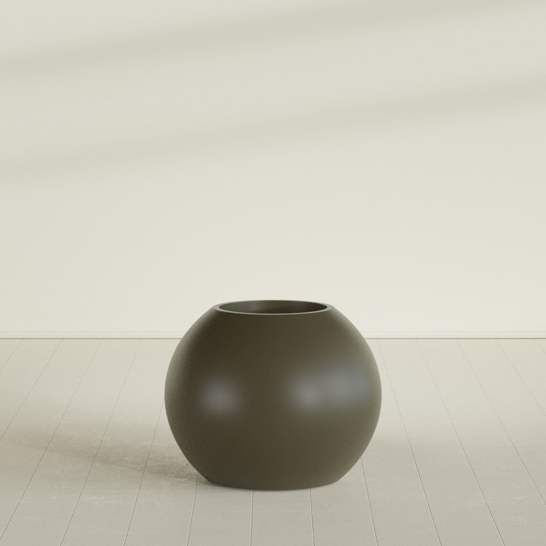 Globe Large Sphere Fiberglass Planter - 30 in x 30 in x 24 in - Matte Bronze - Matte Bronze,30 in x 30 in x 24 in