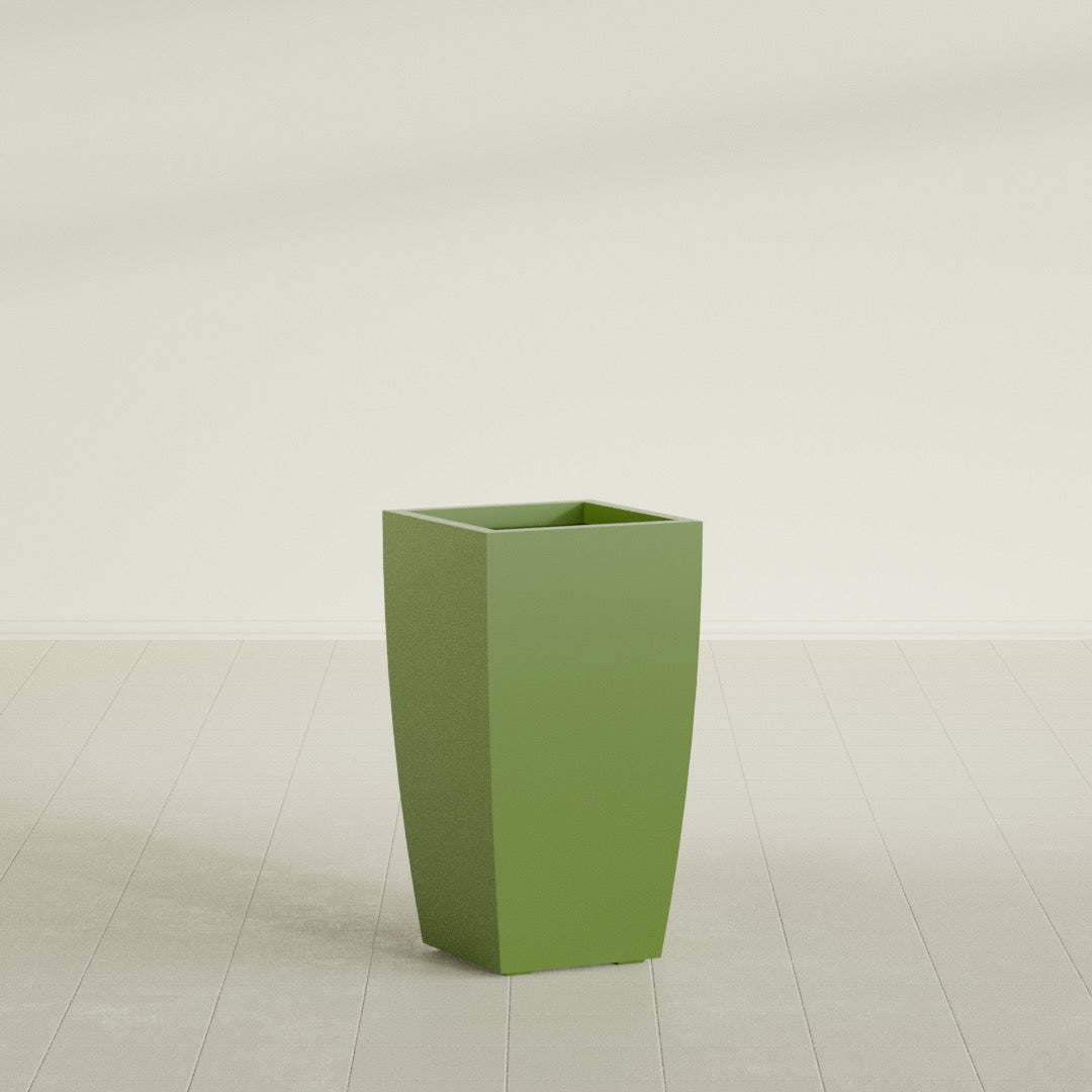 Toulan Large Tall Tapered Square Fiberglass Planter - 16 in x 16 in x 30 in - Satin Green - Satin Green,16 in x 16 in x 30 in