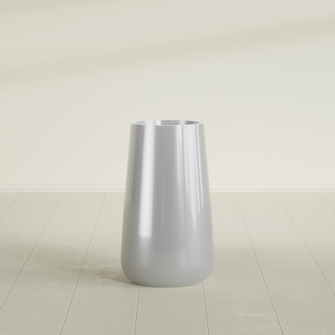 Saigon Large Tapered Round Planter - 16 in x 21 in x 36 in - Metallic Silver - Metallic Silver,16.4 in x 20.7 in x 36 in