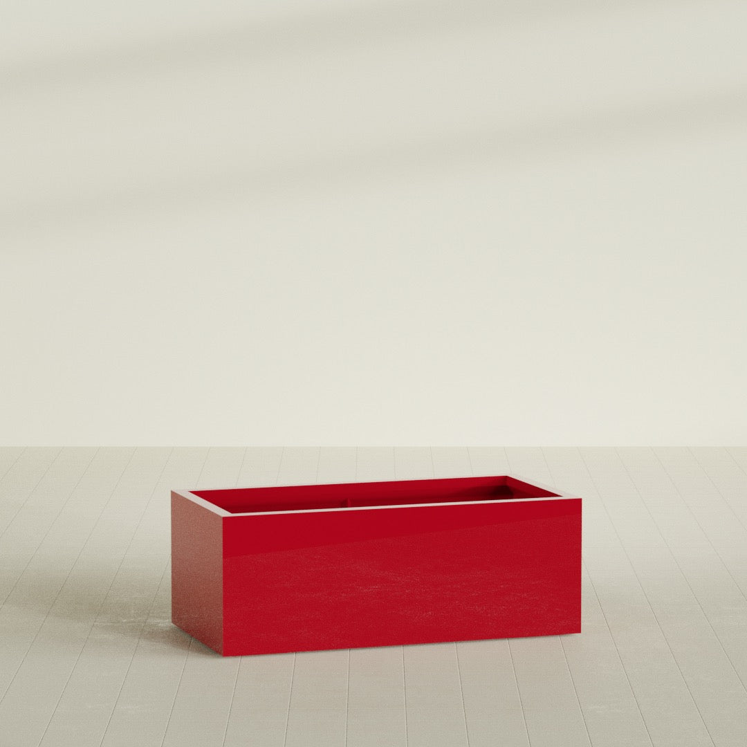 Torino Extra Large Wide Rectangle Fiberglass Planter - 48 in x 24 in x 18 in - Gloss Red - Gloss Red,48 in x 24 in x 18 in