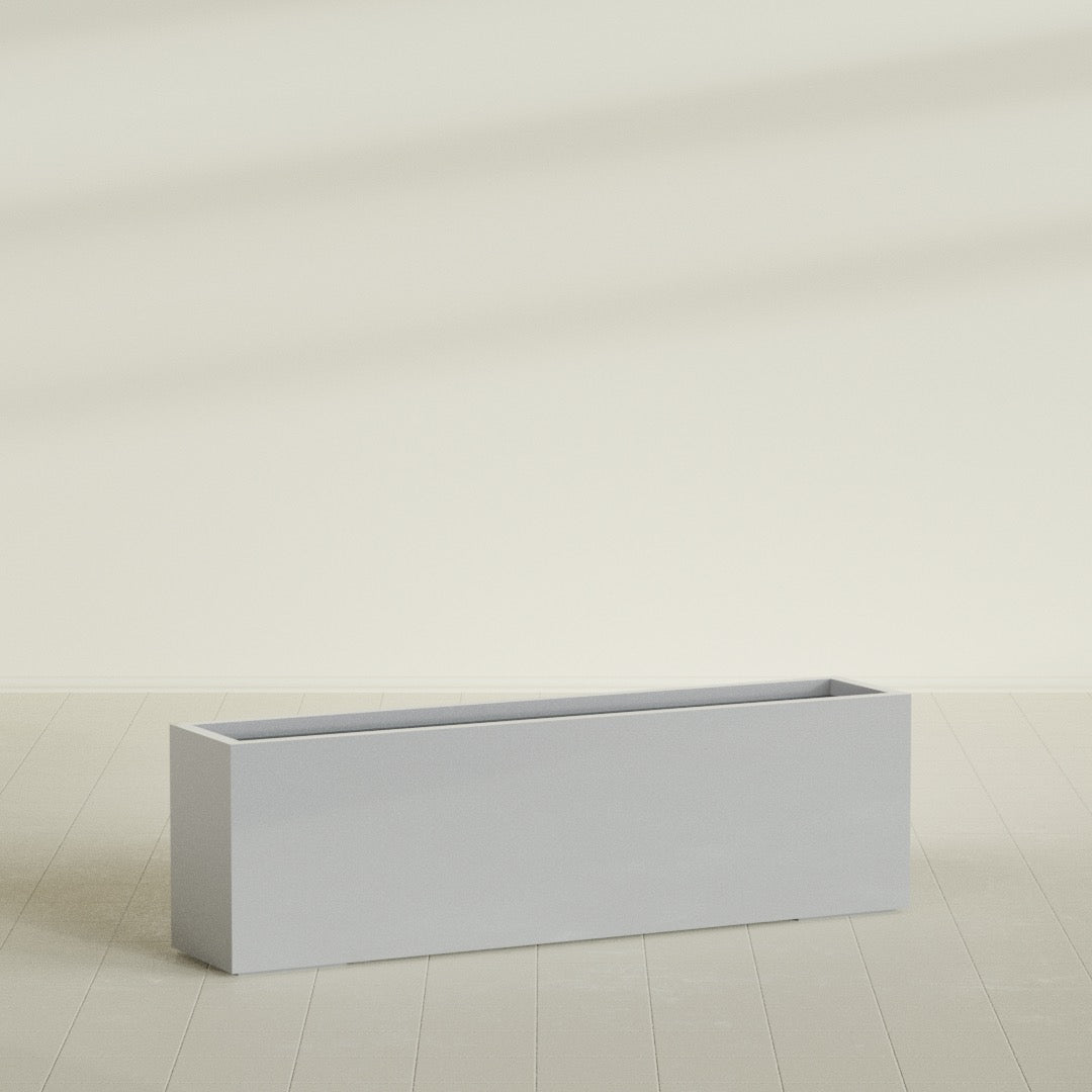 Miami Extra Large Narrow Rectangle Fiberglass Planter - 60 in x 12 in x 18 in - Metallic Silver - Metallic Silver,60 in x 12 in x 18 in