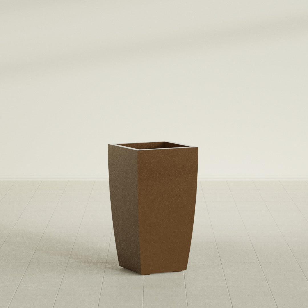 Toulan Large Tall Tapered Square Fiberglass Planter - 16 in x 16 in x 30 in - Metallic Bronze - Metallic Bronze,16 in x 16 in x 30 in