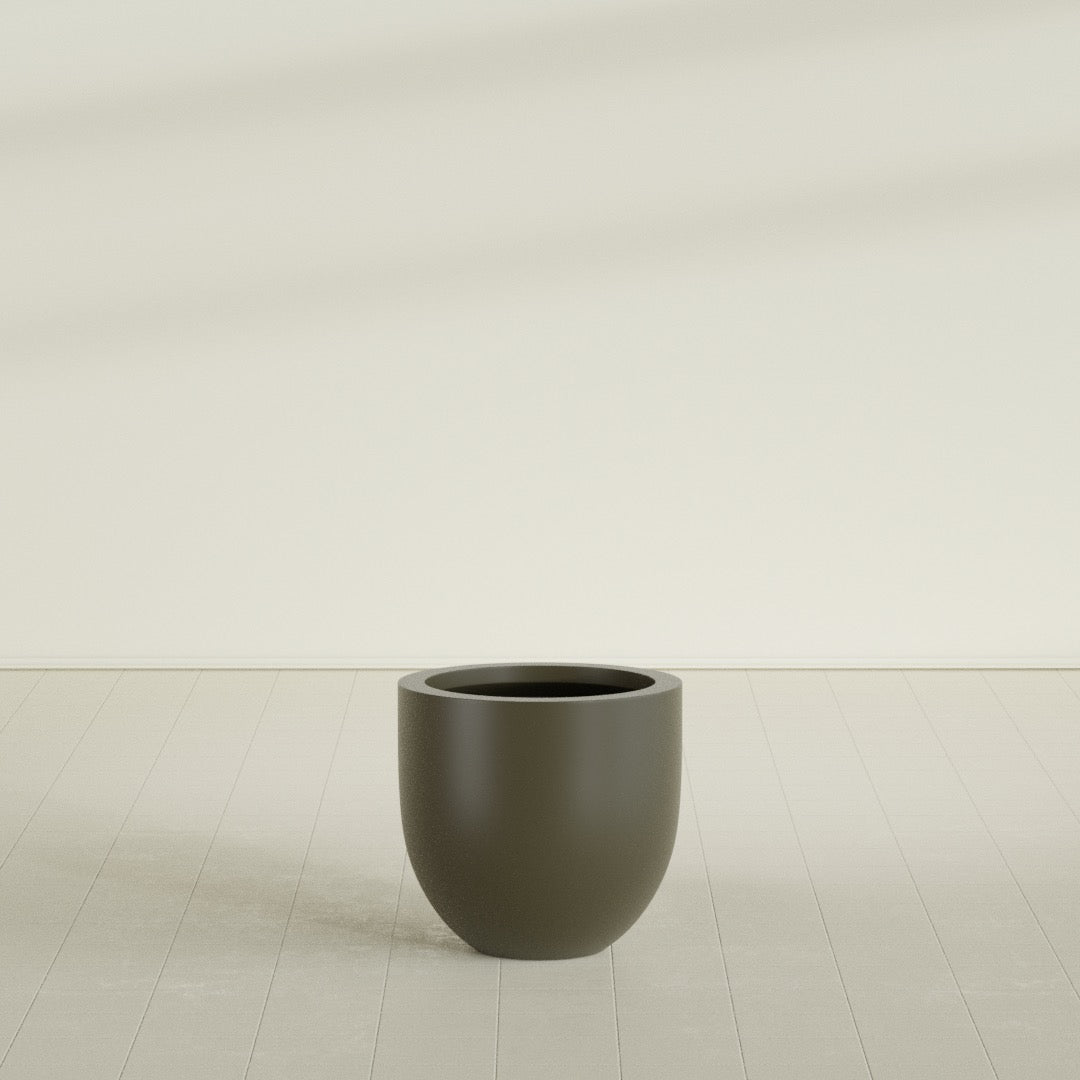 Alzira Medium Round Fiberglass Planter - 23 in x 23 in x 22 in - Matte Bronze - Matte Bronze,23 in x 23 in x 22 in