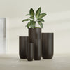 Saint Tropez Extra Large Tall Round Fiberglass Planter - 28 in x 28 in x 60 in - Matte Brown - Matte Brown,28 in x 28 in x 60 in