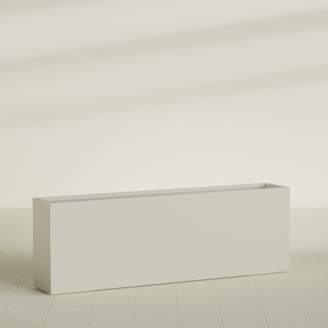 Hollywood Extra Large Narrow Rectangle Fiberglass Planter - 72 in x 12 in x 24 in - Satin Beige - Satin Beige,72 in x 12 in x 24 in