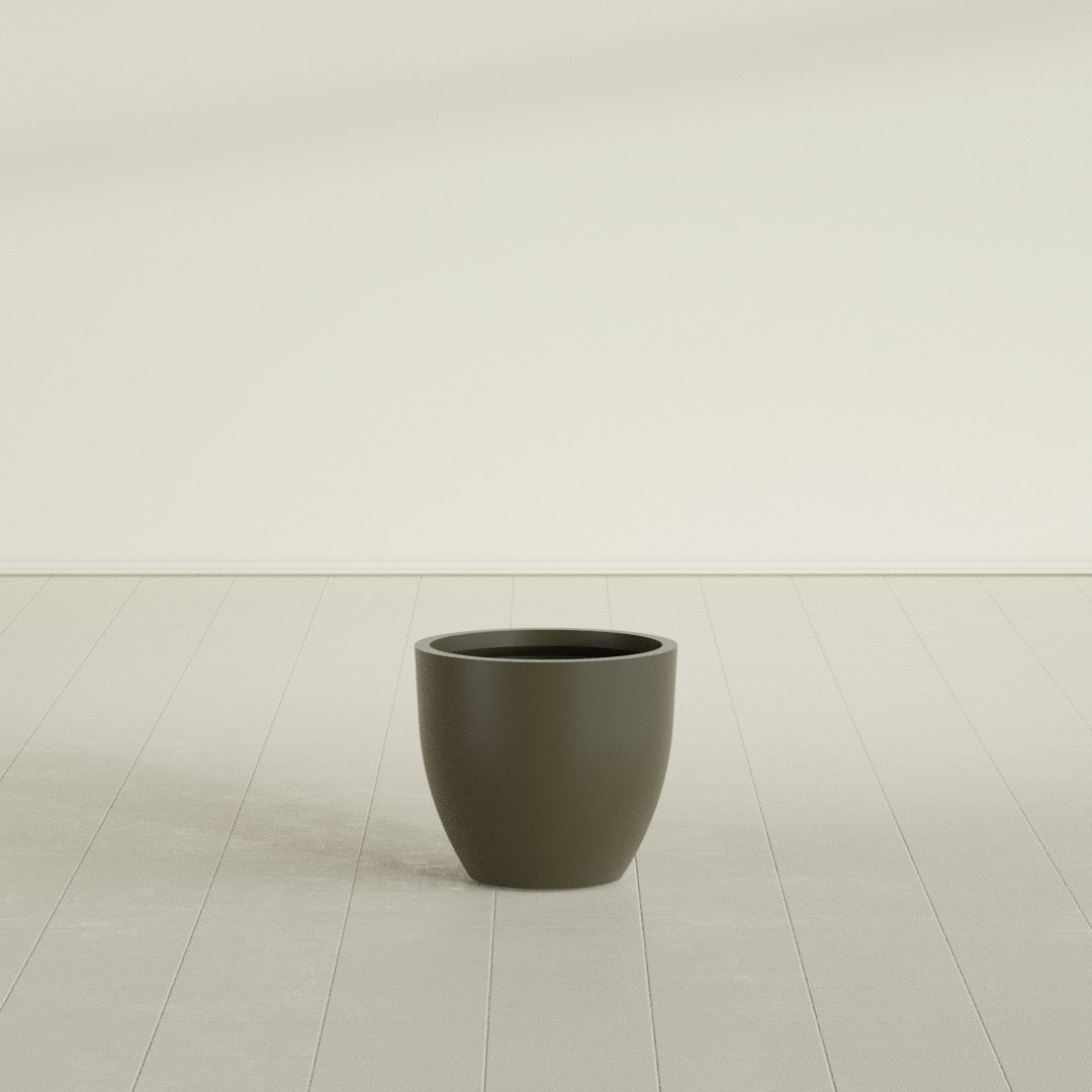 Wannsee Medium Round Fiberglass Planter - 22 in x 22 in x 19 in - Matte Bronze - Matte Bronze,22 in x 22 in x 19 in