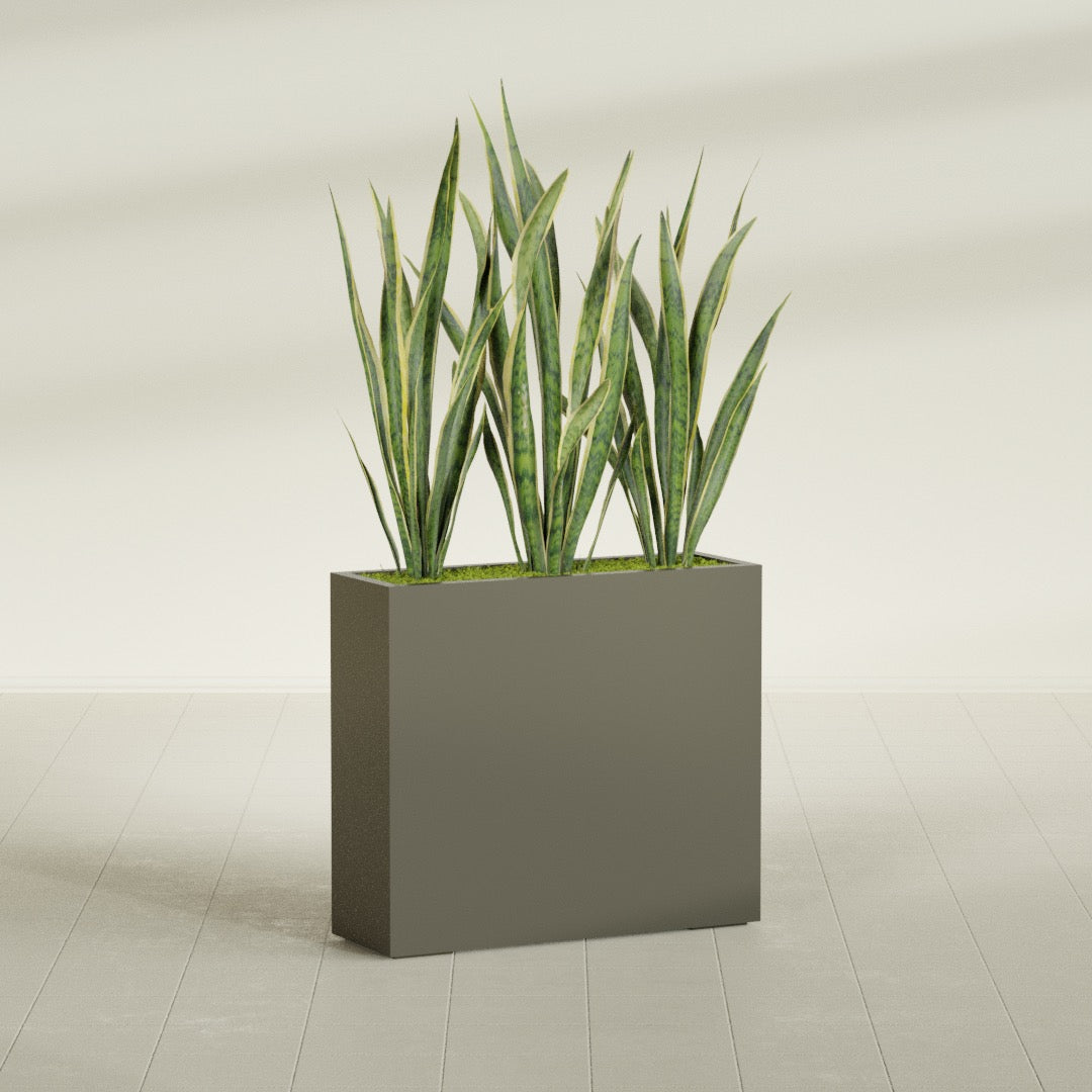 Delray Large Tall Rectangle Fiberglass Planter - 36 in x 12 in x 32 in - Matte Bronze - Matte Bronze,36 in x 12 in x 32 in