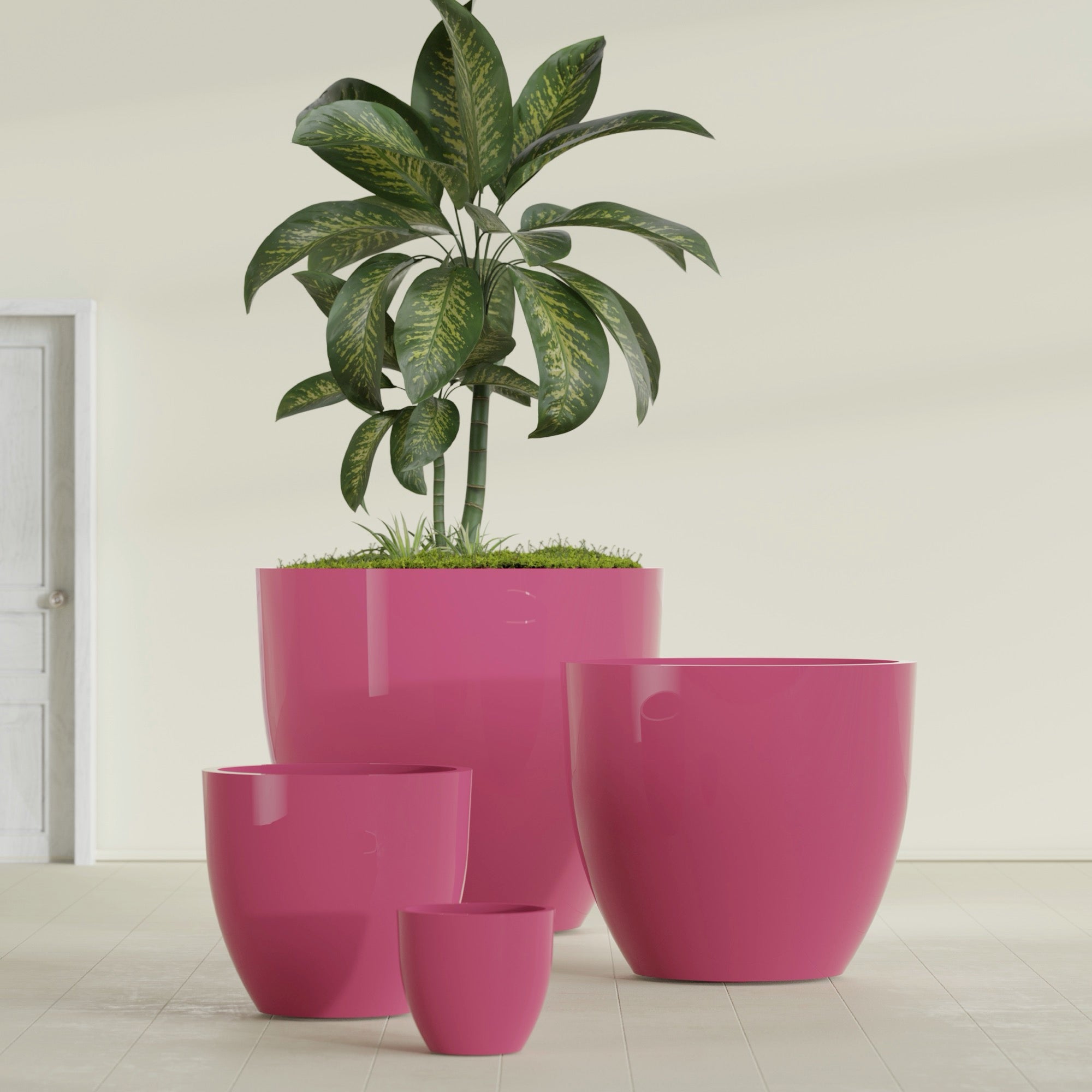 Wannsee Extra Large Round Fiberglass Planter - 50 in x 50 in x 44 in - Gloss Pink Violet - Gloss Pink Violet,50 in x 50 in x 44 in