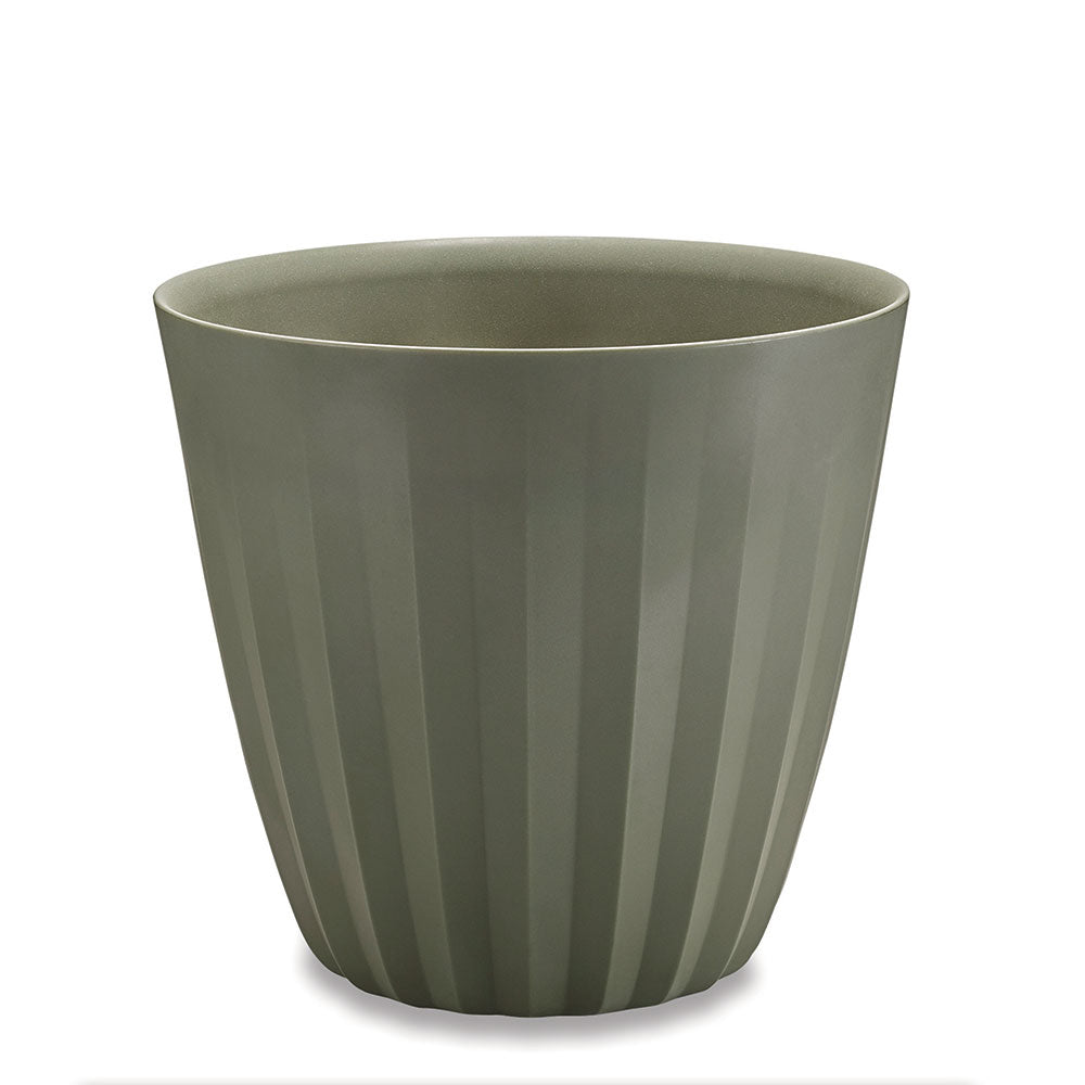 Pleat Ribbed Small Round Plastic Planter - 19 in x 19 in x 19 in - Olive - Olive,19 in x 19 in x 19 in