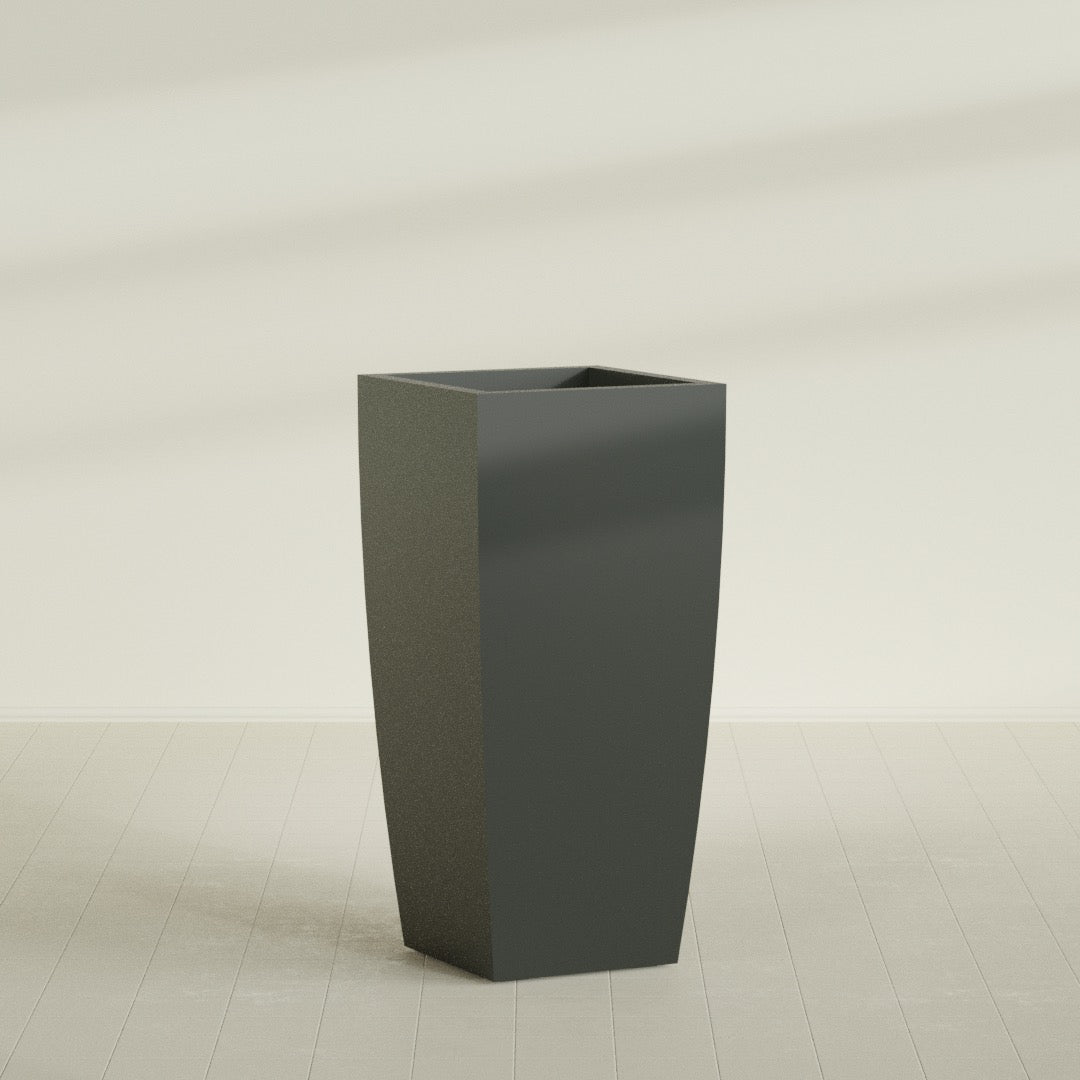 Toulan Extra Large Tall Tapered Square Fiberglass Planter - 28 in x 28 in x 60 in - Matte Charcoal - Matte Charcoal,28 in x 28 in x 60 in