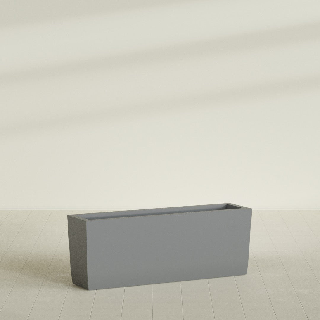 Panama Extra Large Long Rectangle Fiberglass Planter - 48 in x 12 in x 18 in - Metallic Gunmetal - Metallic Gunmetal,48 in x 12 in x 18 in