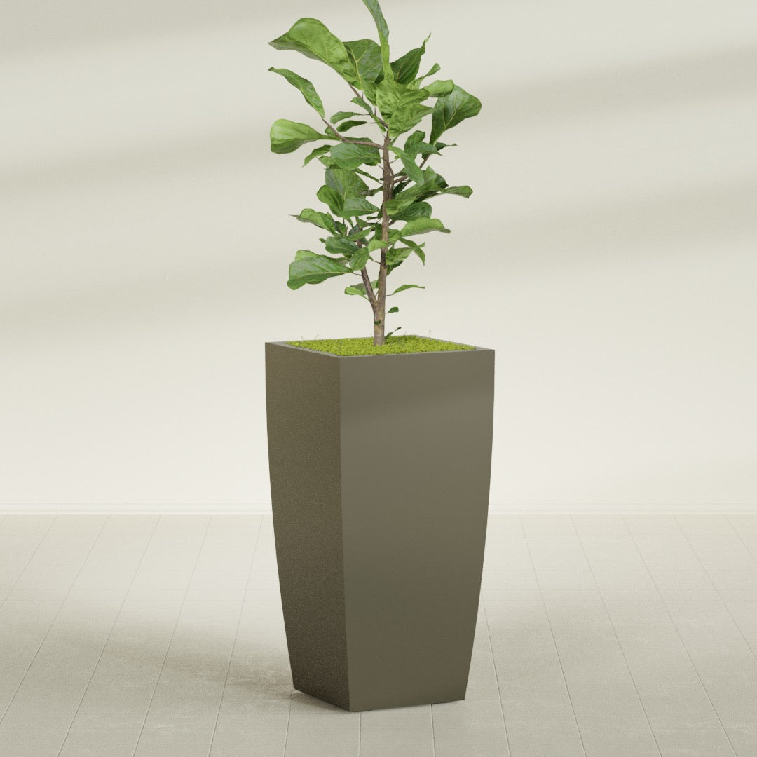 Toulan Extra Large Tall Tapered Square Fiberglass Planter - 23 in x 23 in x 48 in - Matte Bronze - Matte Bronze,23 in x 23 in x 48 in