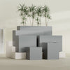 Brisbane Extra Large Long Rectangle Fiberglass Planter - 48 in x 24 in x 32 in - Metallic Gunmetal - Metallic Gunmetal,48 in x 24 in x 32 in