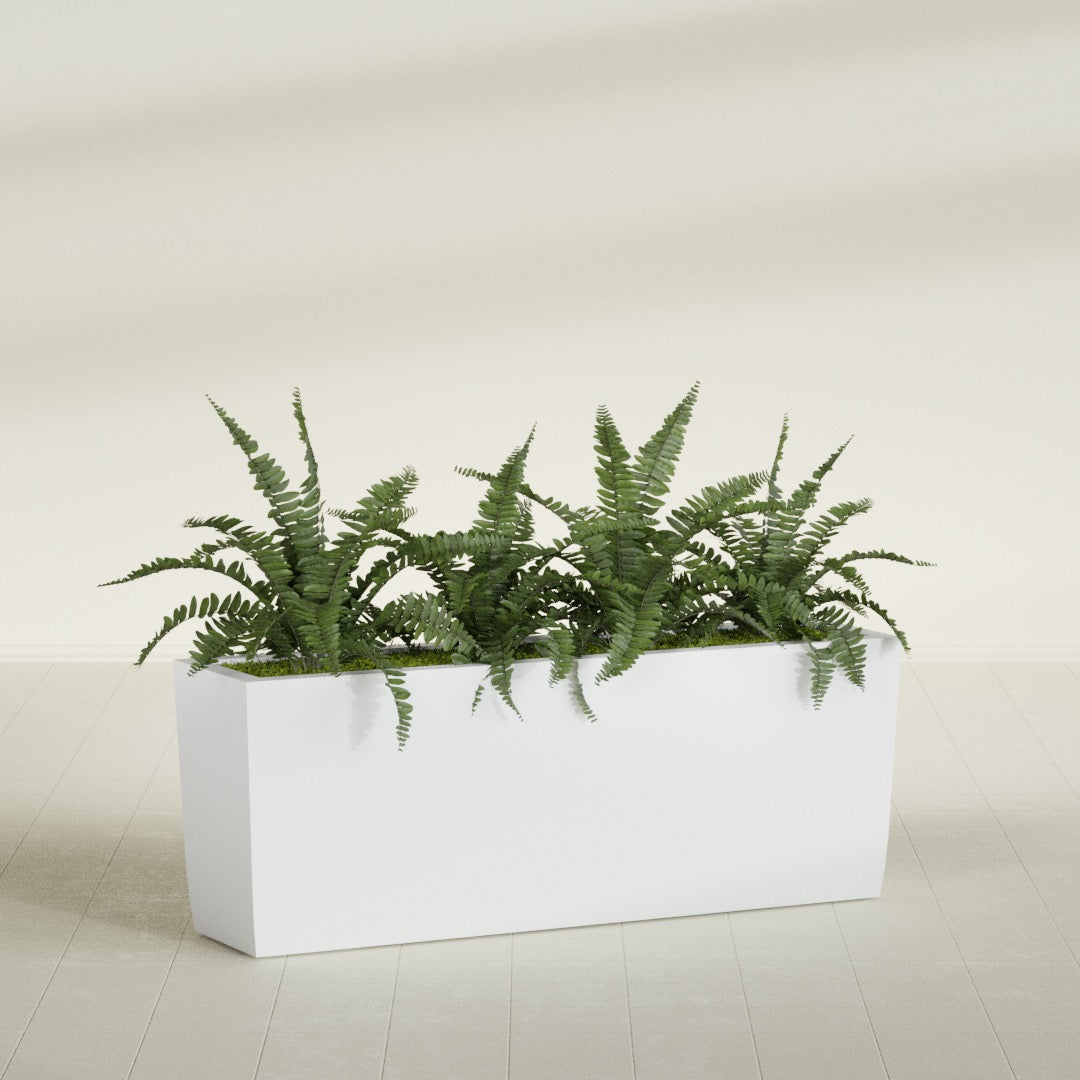 Panama Extra Large Long Rectangle Fiberglass Planter - 48 in x 12 in x 18 in - Gloss White - Gloss White,48 in x 12 in x 18 in