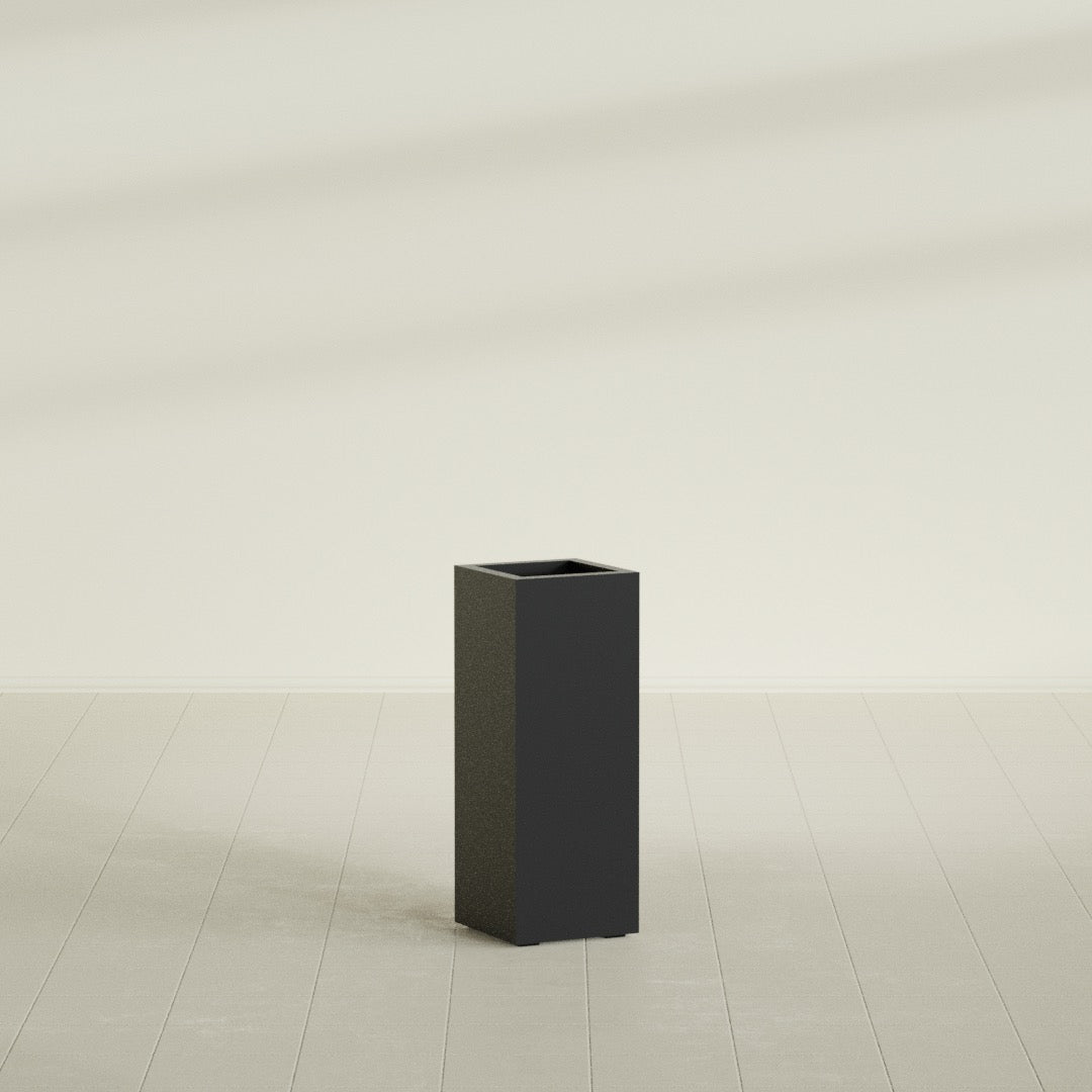 Delray Large Tall Rectangle Fiberglass Planter - 12 in x 12 in x 32 in - Matte Black - Matte Black,12 in x 12 in x 32 in