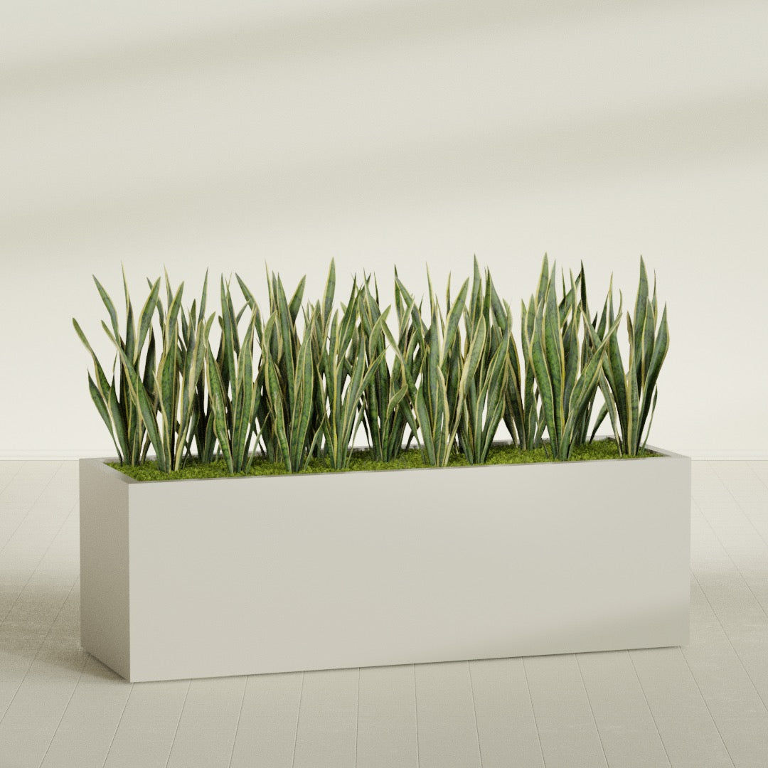 Granada Extra Large Long Rectangle Fiberglass Planter - 72 in x 24 in x 24 in - Satin Beige - Satin Beige,72 in x 24 in x 24 in