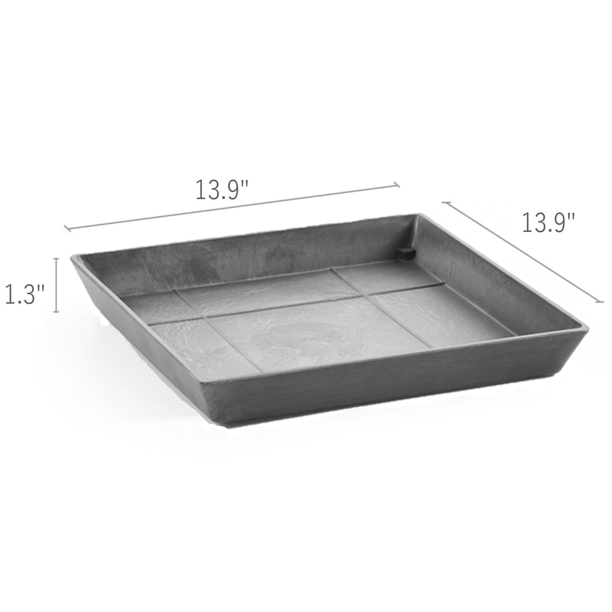 Small Square Saucer - 14 in x 14 in x 1.5 in - Grey - Grey,14 in x 14 in x 1.5 in