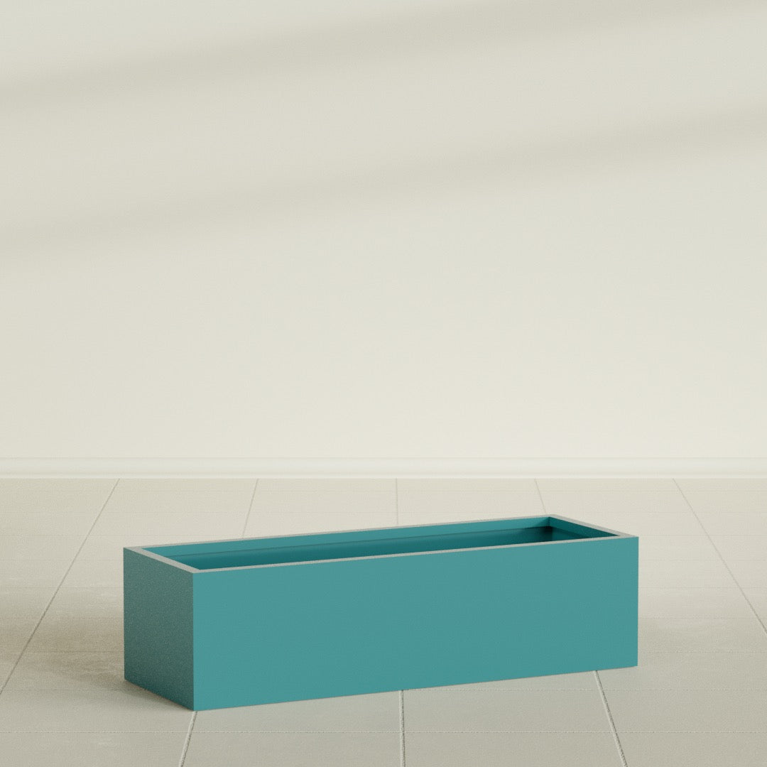 Reade Small Tabletop Rectangle Fiberglass Planter - 18 in x 6.5 in x 5 in - Satin Sea Foam - Satin Sea Foam,18.5 in x 6.5 in x 5 in