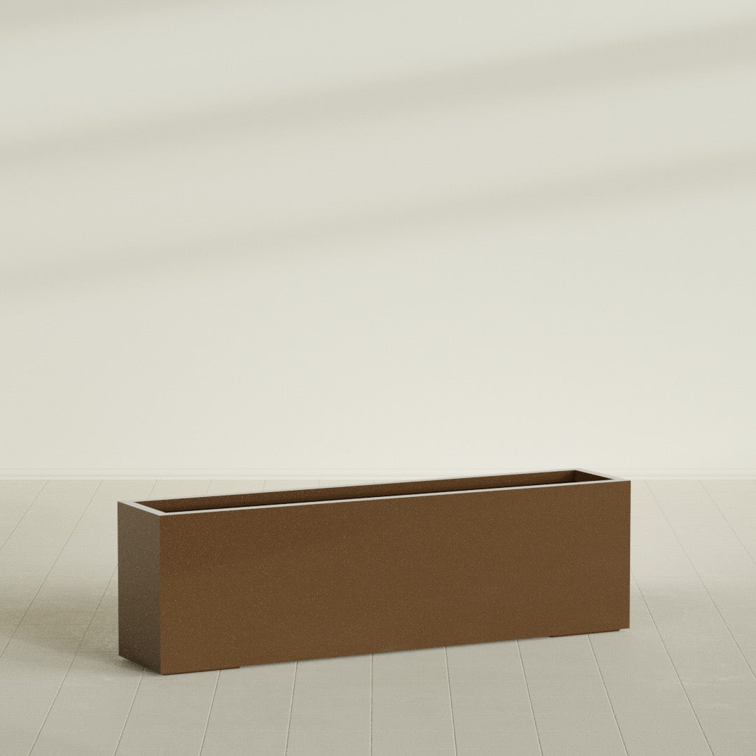 Miami Extra Large Narrow Rectangle Fiberglass Planter - 60 in x 12 in x 18 in - Metallic Bronze - Metallic Bronze,60 in x 12 in x 18 in