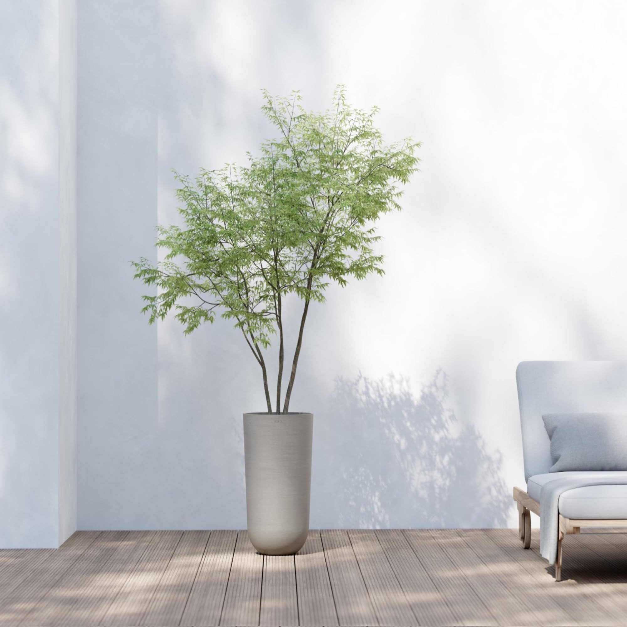Oslo Medium Round Planter - 13.8 in x 13.8 in x 20.3 in - Taupe - Taupe,13.75 in x 13.75 in x 20.25 in,Planter Only