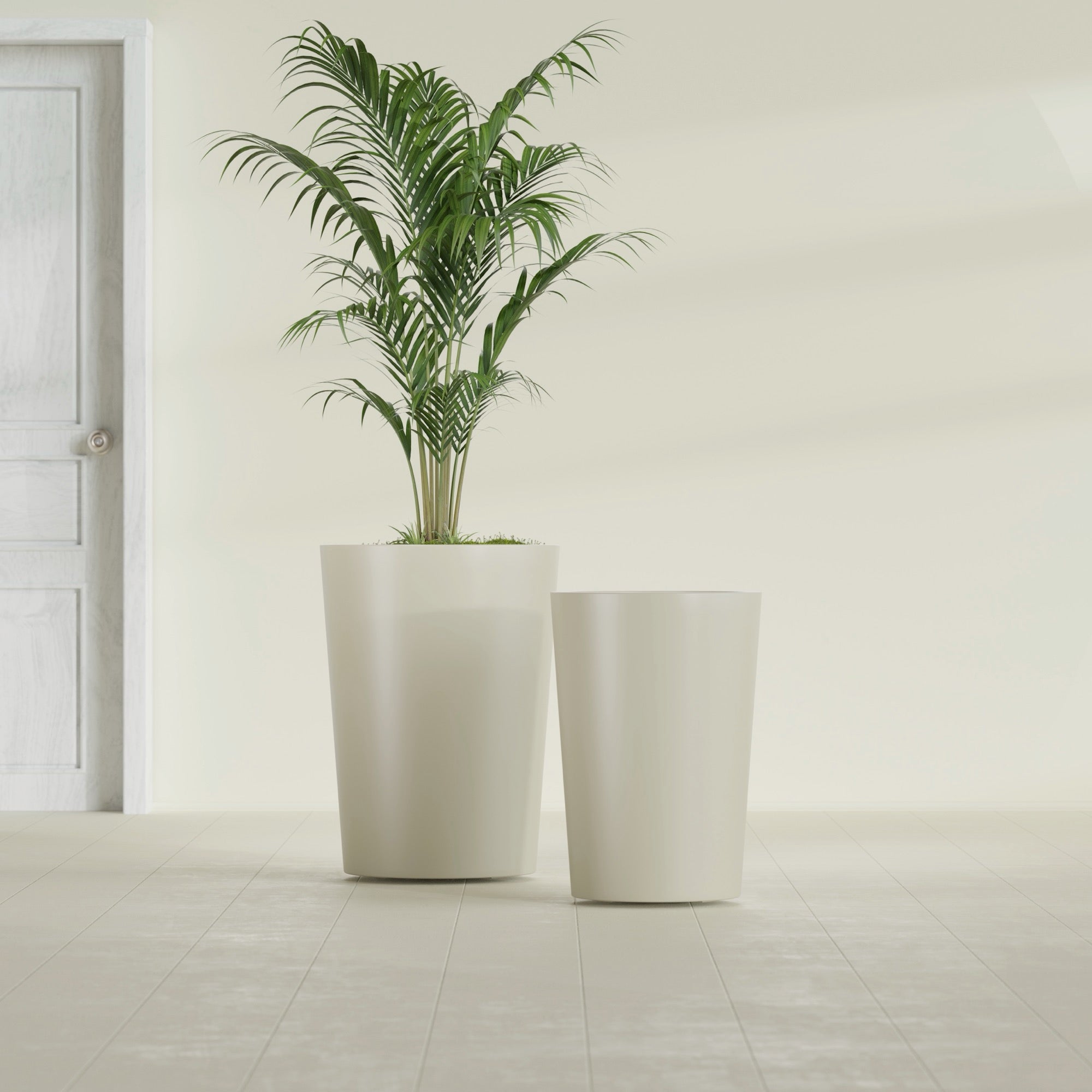 Tegel Large Round Fiberglass Planter - 22 in x 22 in x 30 in - Satin Beige - Satin Beige,22 in x 22 in x 30 in