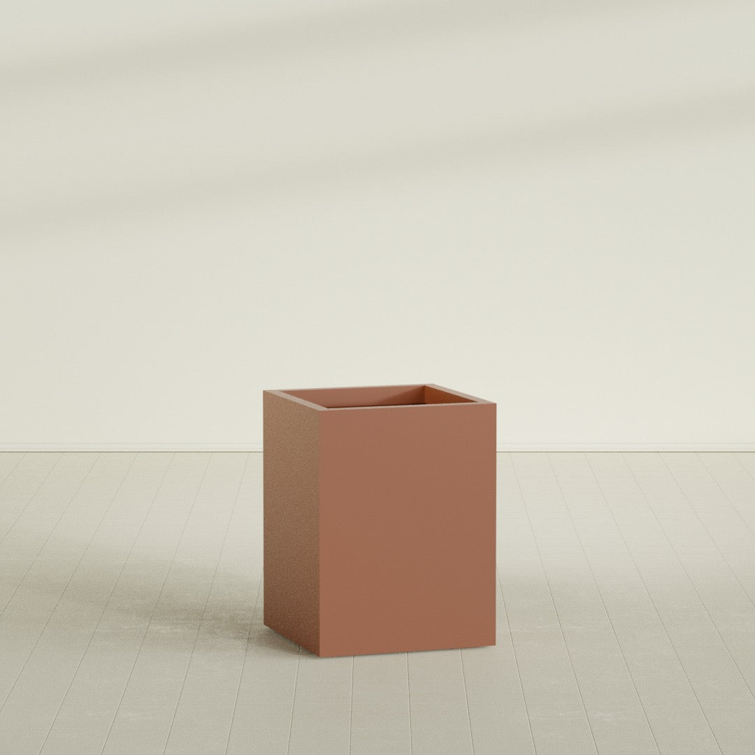 Brisbane Large Rectangle Fiberglass Planter - 24 in x 24 in x 32 in - Matte Terracotta - Matte Terracotta,24 in x 24 in x 32 in