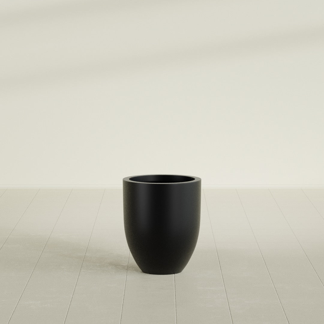 Valencia Small Round Fiberglass Planter - 15 in x 15 in x 18 in - Matte Black - Matte Black,15 in x 15 in x 18 in