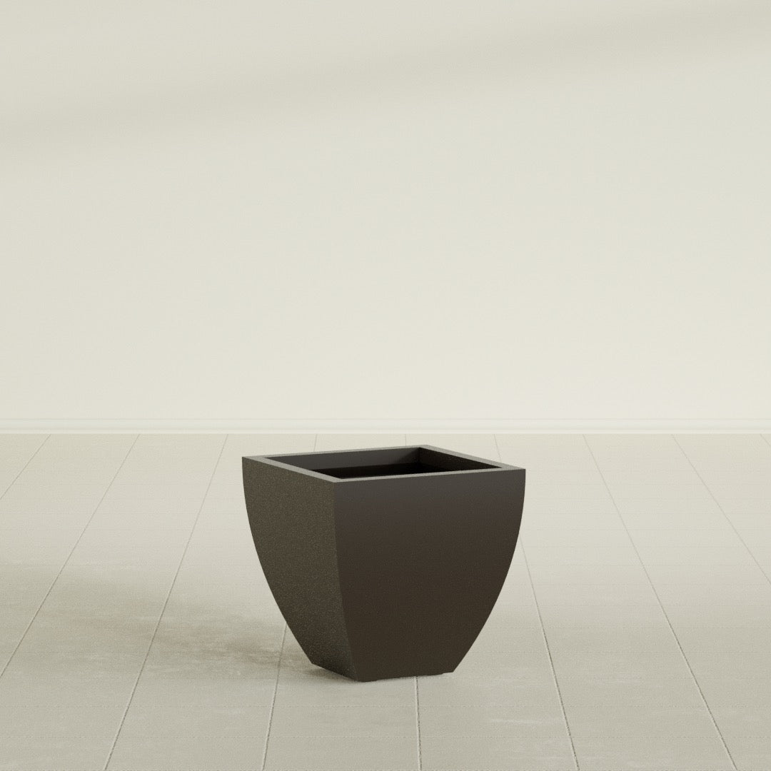 Lima Small Tapered Square Fiberglass Planter - 16 in x 16 in x 16 in - Matte Brown - Matte Brown,16 in x 16 in x 16 in