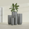 Saint Tropez Large Tall Round Fiberglass Planter - 20 in x 20 in x 43 in - Metallic Gunmetal - Metallic Gunmetal,20 in x 20 in x 43 in