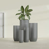 Saint Tropez Extra Large Tall Round Fiberglass Planter - 24 in x 24 in x 50 in - Metallic Gunmetal - Metallic Gunmetal,24 in x 24 in x 50 in