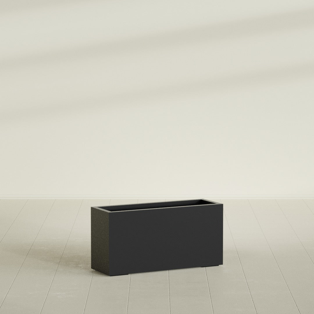 Hollywood Large Narrow Rectangle Fiberglass Planter - 36 in x 12 in x 24 in - Matte Black - Matte Black,36 in x 12 in x 24 in