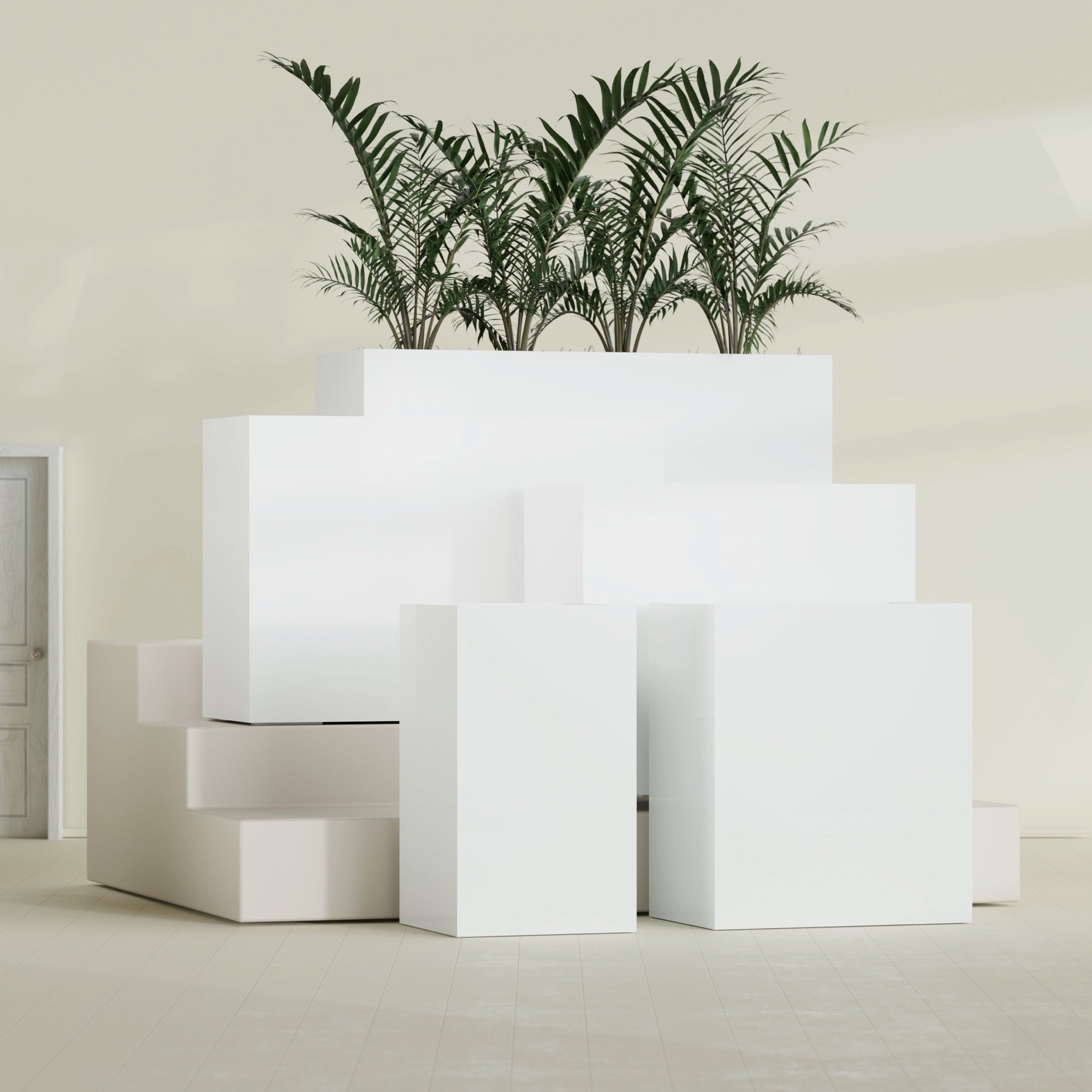 Darwin Extra Large Long Rectangle Fiberglass Planter - 72 in x 24 in x 42 in - Gloss White - Gloss White,72 in x 24 in x 42 in