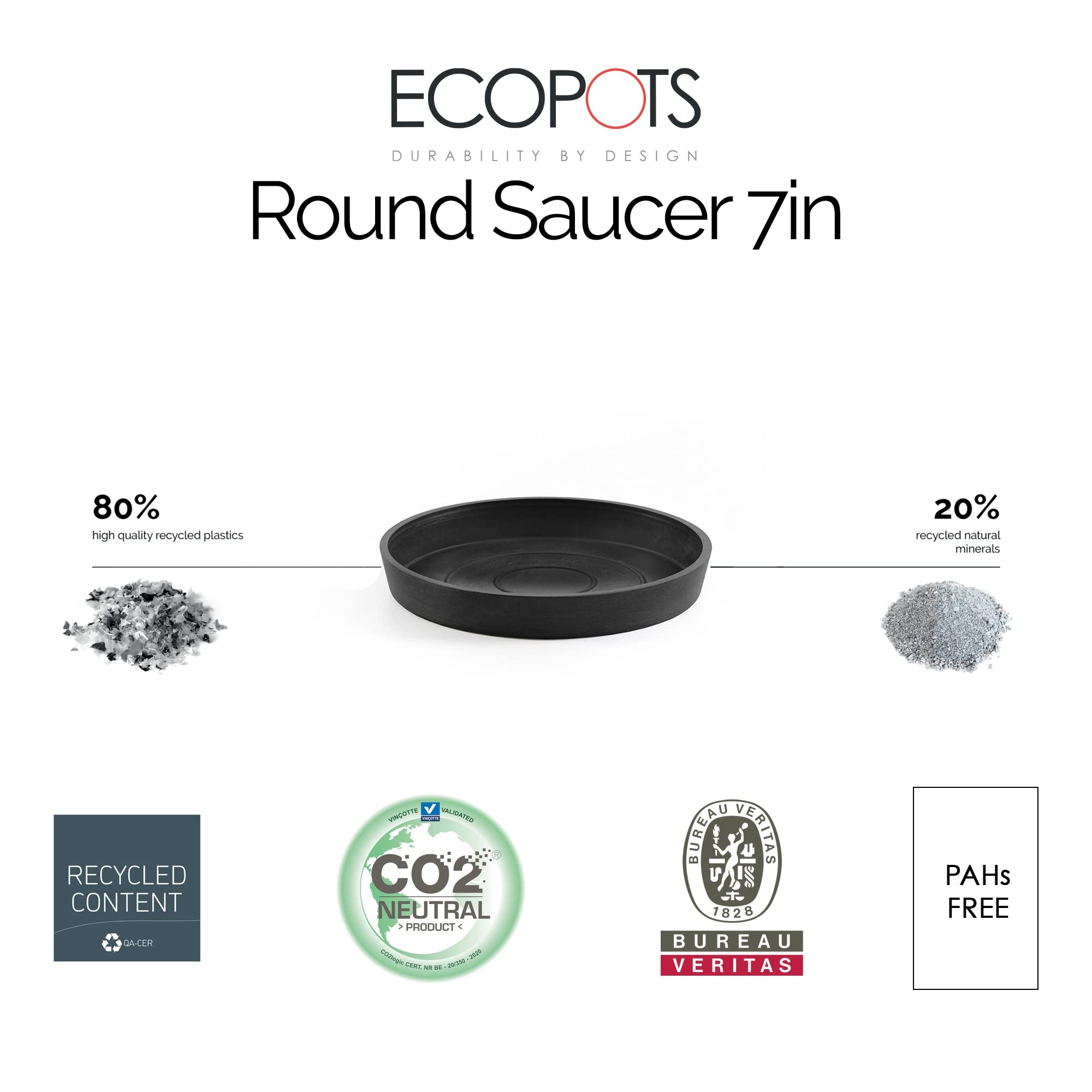 Small Round Saucer - 7 in x 7 in x 1 in - Dark Grey - Dark Grey,7 in x 7 in x 1 in