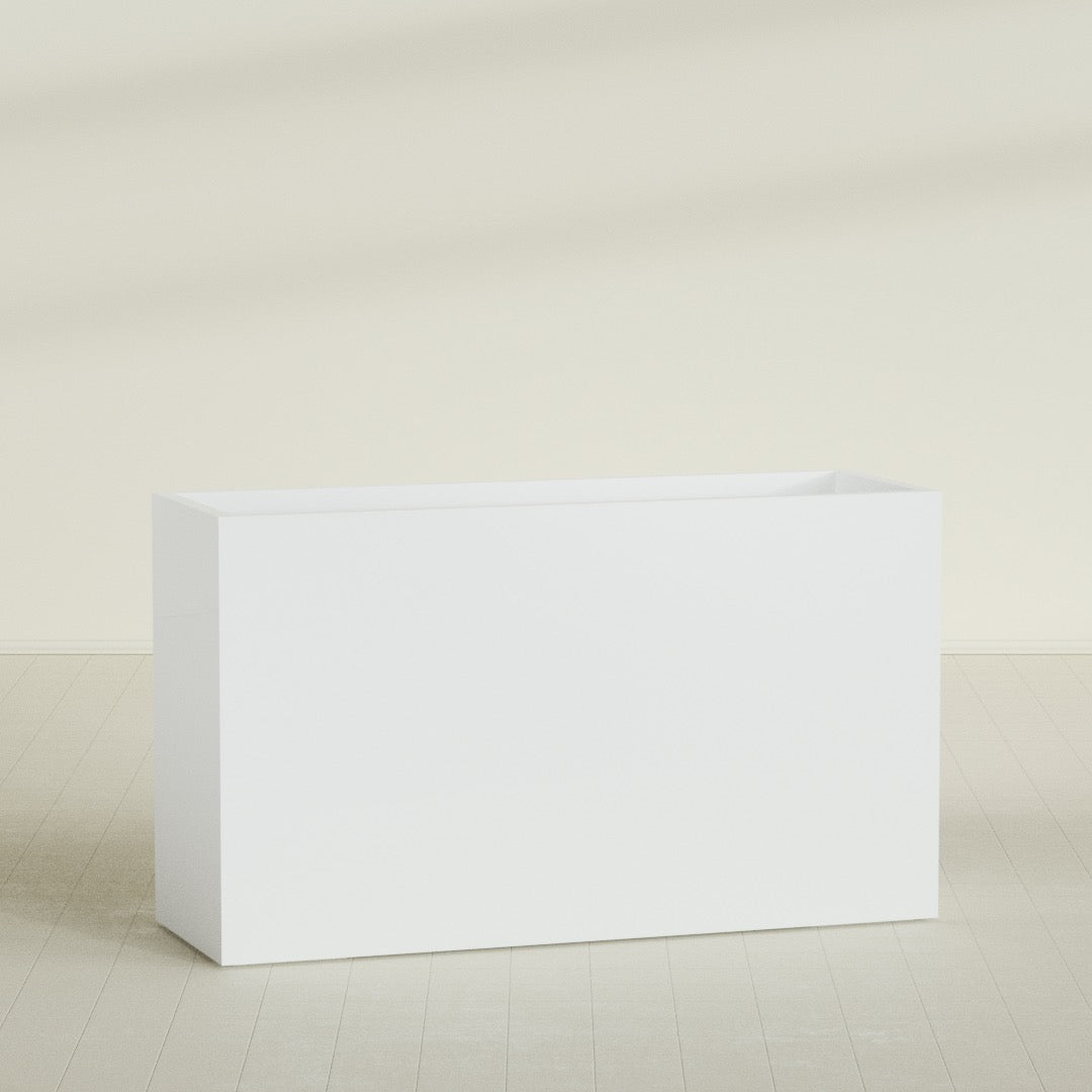 Darwin Extra Large Long Rectangle Fiberglass Planter - 72 in x 24 in x 42 in - Matte White - Matte White,72 in x 24 in x 42 in