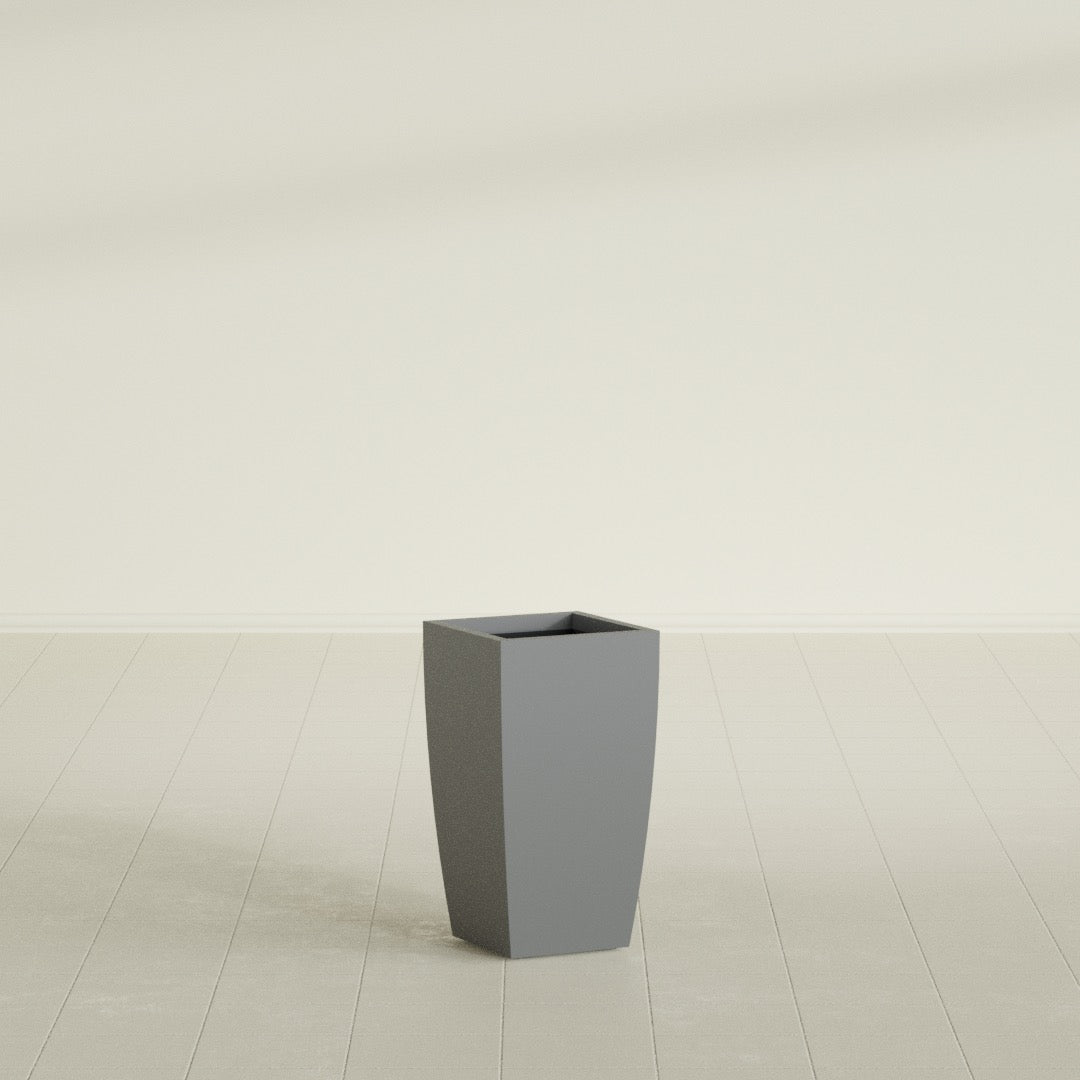 Toulan Medium Tall Tapered Square Fiberglass Planter - 12 in x 12 in x 22 in - Metallic Gunmetal - Metallic Gunmetal,12 in x 12 in x 22 in