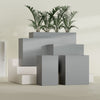 Darwin Large Tall Rectangle Fiberglass Planter - 24 in x 24 in x 42 in - Metallic Gunmetal - Metallic Gunmetal,24 in x 24 in x 42 in