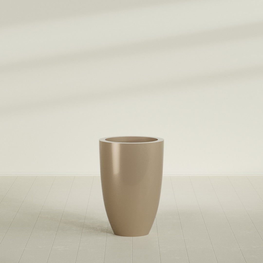 Brannan Large Round Fiberglass Planter - 24 in x 24 in x 35 in - Metallic Gold - Metallic Gold,24 in x 24 in x 35 in
