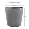 Amsterdam Medium Round Planter with Wheels - 23.5 in x 23.5 in x 22 in - Grey - Grey,23.5 in x 23.5 in x 22 in