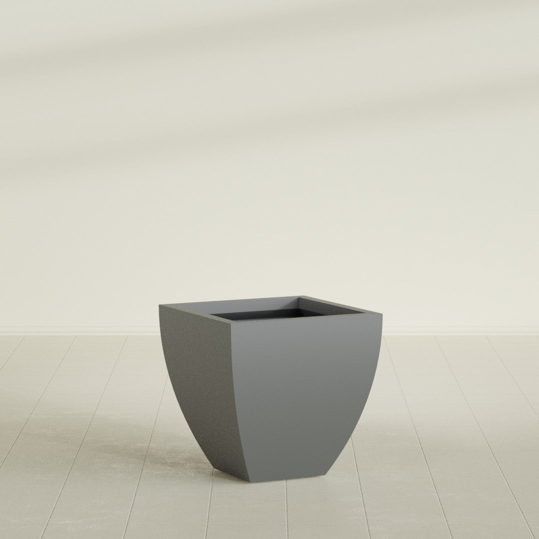 Lima Medium Tapered Square Fiberglass Planter - 24 in x 24 in x 24 in - Metallic Gunmetal - Metallic Gunmetal,24 in x 24 in x 24 in