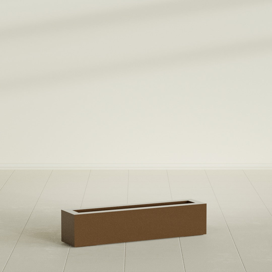 Salon Large Tall Rectangle Fiberglass Planter - 36 in x 8 in x 8 in - Metallic Bronze - Metallic Bronze,36 in x 8 in x 8 in