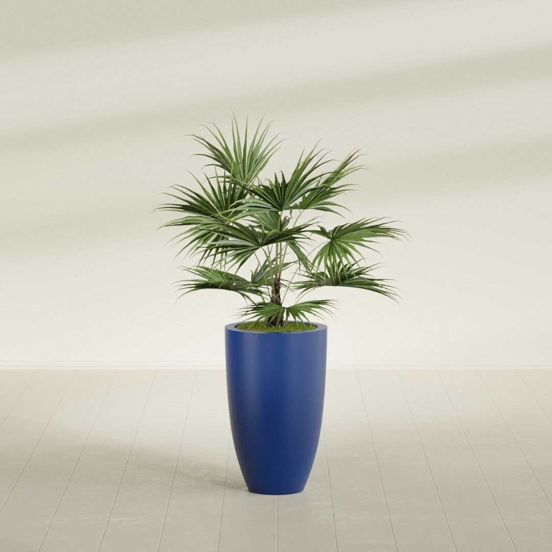 Brannan Medium Round Fiberglass Planter - 18 in x 18 in x 29 in - Matte Cobalt Blue - Matte Cobalt Blue,18 in x 18 in x 29 in