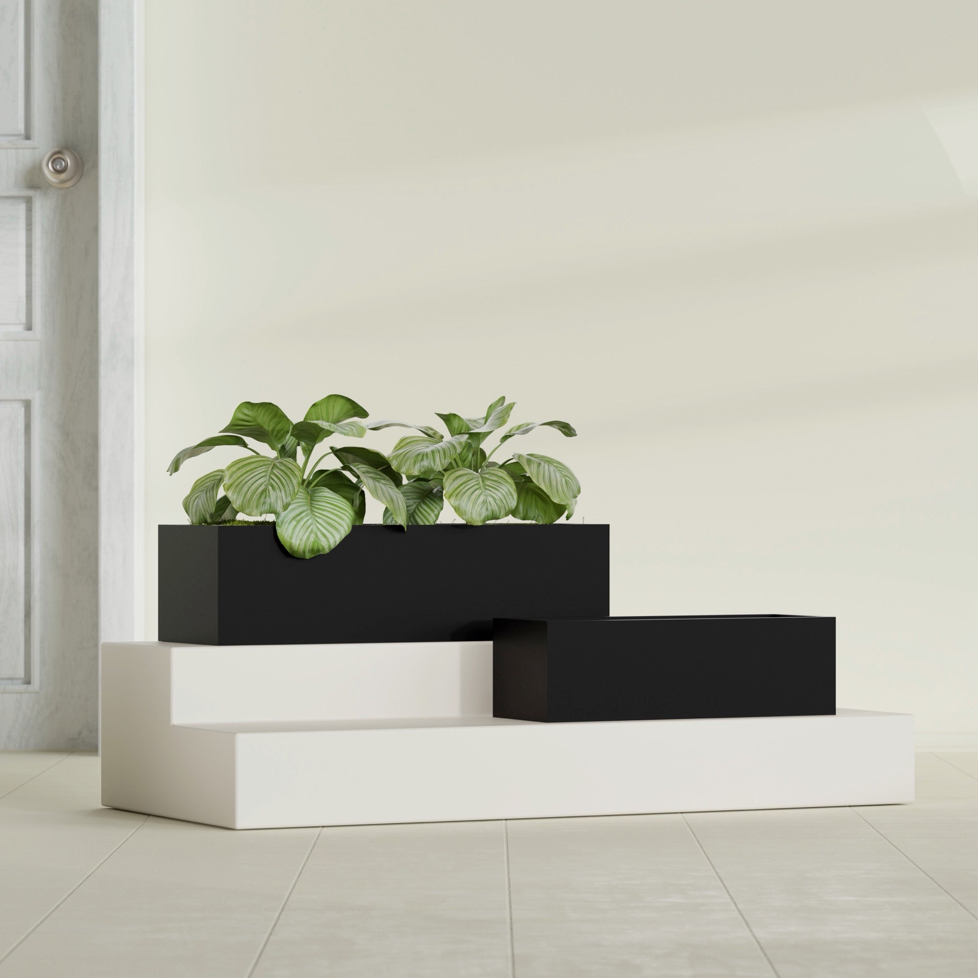 Reade Small Tabletop Rectangle Fiberglass Planter - 18 in x 6.5 in x 5 in - Matte Black - Matte Black,18.5 in x 6.5 in x 5 in