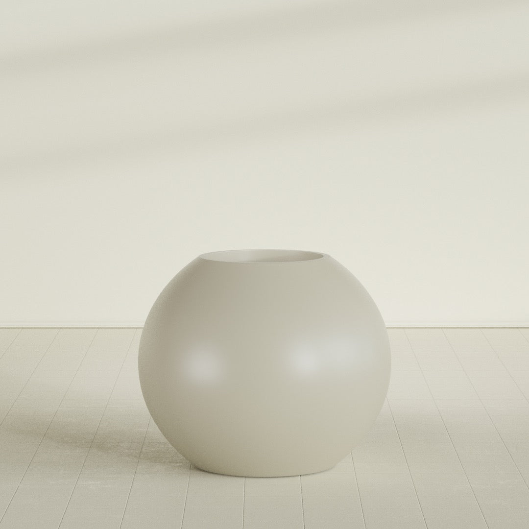 Globe Large Sphere Fiberglass Planter - 36 in x 36 in x 30 in - Satin Beige - Satin Beige,36 in x 36 in x 30 in
