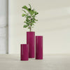Corry Medium Tall Cylinder Fiberglass Planter - 10 in x 10 in x 20 in - Gloss Eggplant - Gloss Eggplant,10 in x 10 in x 20 in