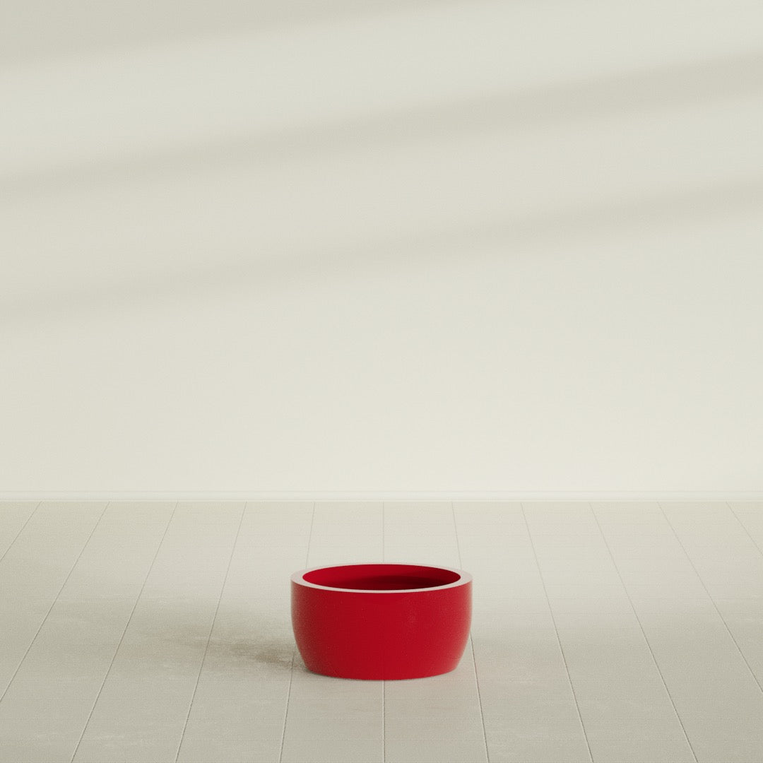 Casablanca Medium Round Low Bowl Fiberglass Planter - 20 in x 20 in x 10 in - Gloss Red - Gloss Red,20 in x 20 in x 10 in