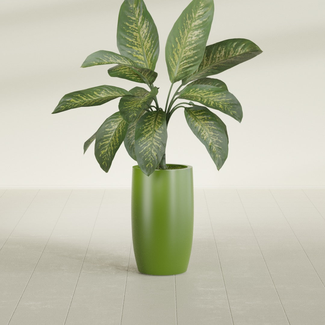 Lisbon Medium Round Fiberglass Planter - 14 in x 14 in x 25 in - Satin Green - Satin Green,14 in x 14 in x 25 in