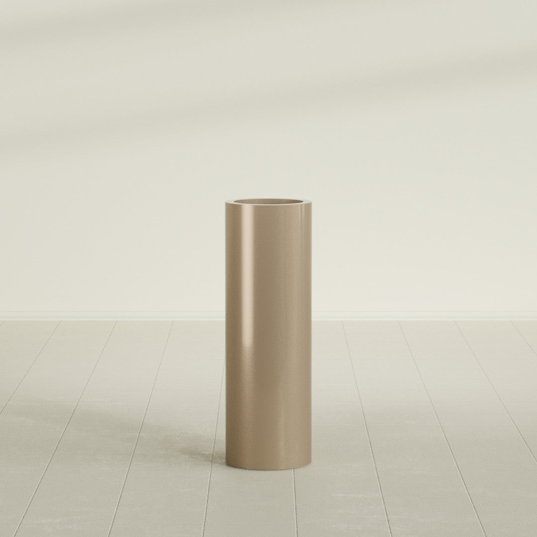 Corry Large Tall Cylinder Fiberglass Planter - 10 in x 10 in x 30 in - Metallic Gold - Metallic Gold,10 in x 10 in x 30 in