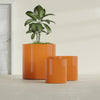 Rio Grande Medium Round Fiberglass Planter - 18 in x 18 in x 20 in - Gloss Tangerine - Gloss Tangerine,18 in x 18 in x 20 in