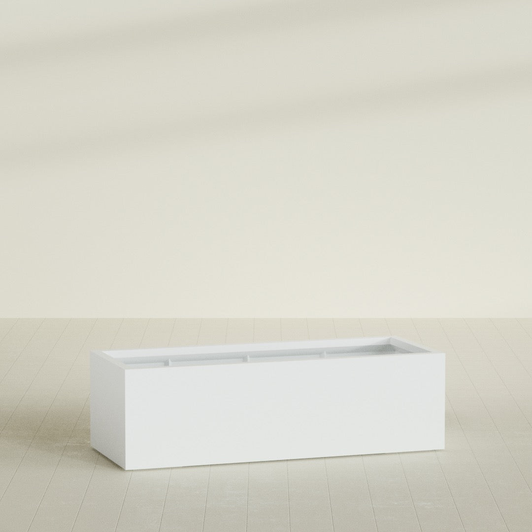 Torino Extra Large Wide Rectangle Fiberglass Planter - 60 in x 24 in x 18 in - Matte White - Matte White,60 in x 24 in x 18 in