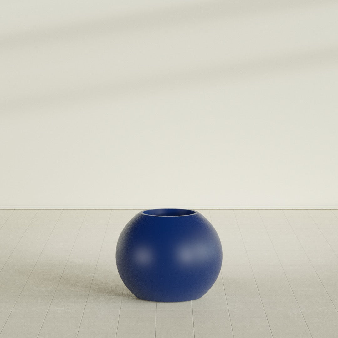 Globe Medium Sphere Fiberglass Planter - 24 in x 24 in x 19 in - Matte Cobalt Blue - Matte Cobalt Blue,24 in x 24 in x 20 in